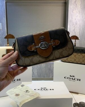 COACH SILING BAG (BLACK & BROWN) WITH OG FOLDING BOX