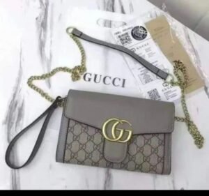 GUCCI HAND HANDLED LEATHER AMERICA BAG WITH BOX (GREY)