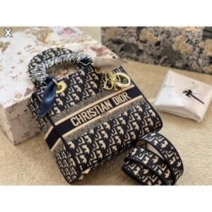 CHRISTIAN DIOR LADY BAG WITH BRAND BOX (BLUE)