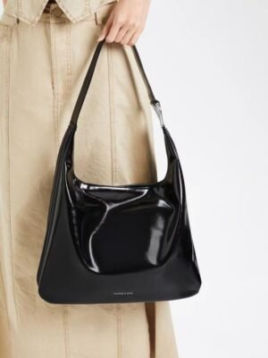 CHARLES & KIETH LUMEN HOBO BAG (BLACK)(38 CM-LONG)