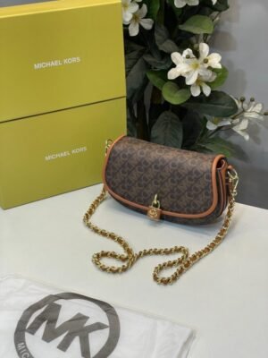 MICHAEL KORS MILA SHOULDER BAG WITH OG BOX (COFFEE-BROWN )
