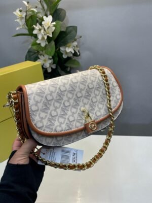 MICHAEL KORS MILA SHOULDER BAG WITH OG BOX(BIEGE-BROWN)