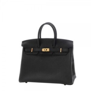 HERMES BLACK TOGO LEATHER ROSE GOLD HARDWARE BIRKIN BAG WITH DUST BAG (320 BLACK)