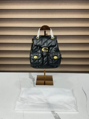 COACH TABBY QUILTED MEDIUM BACKPACK FOR WOMEN ( BLACK )