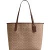 COACH SIGNATURE CITY TOTE BAG (BROWN)