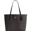 COACH SIGNATURE CITY TOTE BAG (DARK BROWN)