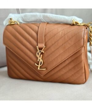 YSL SAINT LAURENT WOMENS BROWN ENVELOPE SMALL SHOULDER BAG WITH BOX