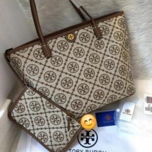 TORY_ JACQUARD TOTE BAG WITH ORIGINAL BOX PACKAGING